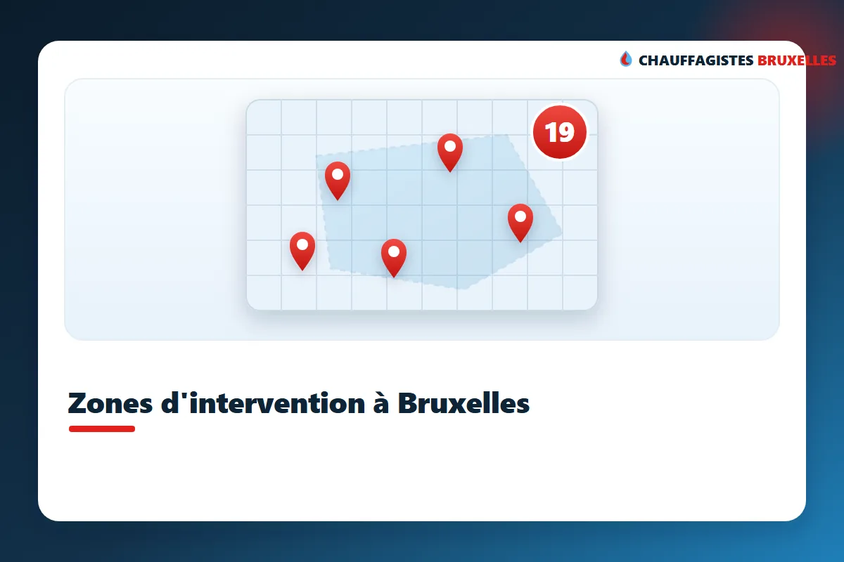 Werkgebied van een verwarmingsinstallateur in de 19 gemeenten van Brussel